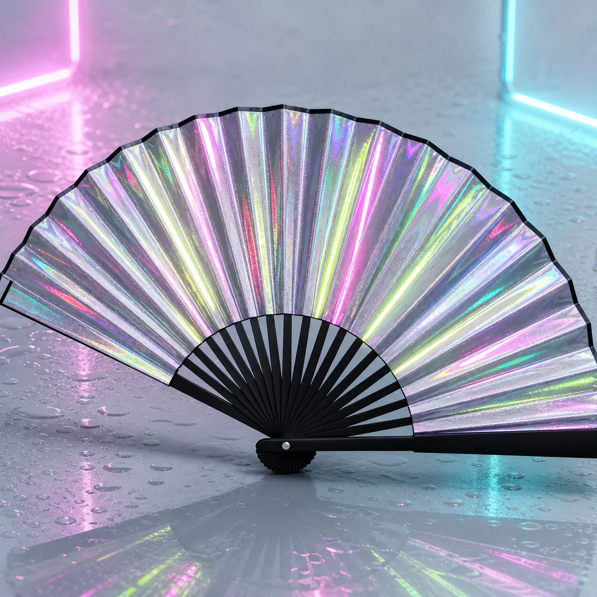 Reflective folding hand fans