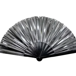 Chrome Silver Reflective Bamboo Large Rave Fan - RaveStore.lk