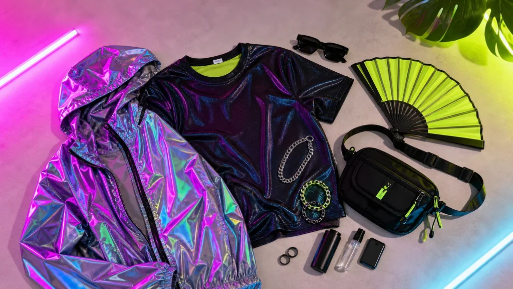 Sri Lankan rave outfit ideas with fan, sunglasses and jewellery